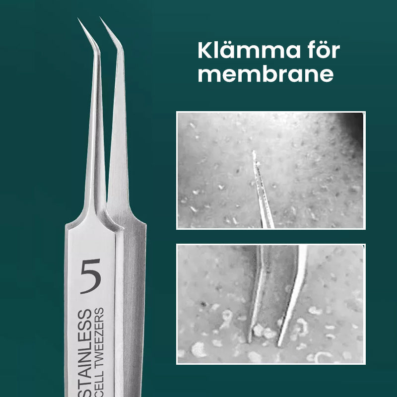 "Ultratunn tysk pincett i rostfritt stål för ansiktsvård, spetsig design, bekväm att använda, hög precision och kvalitet."