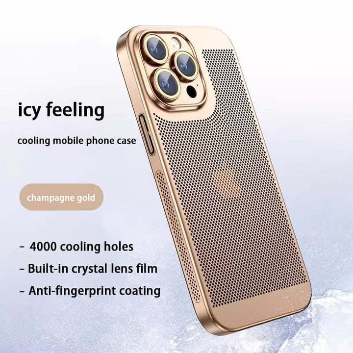 "Ultratunt iPhone-fodral med elektroplätering och värmeavledning, elegant design och effektivt skydd för din enhet."