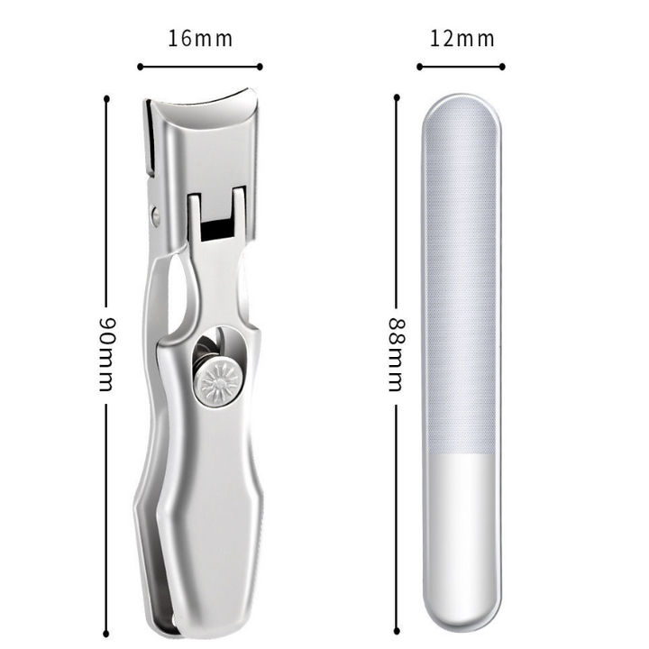 "Ultravass kolstålnagelklippare i silver med bred öppning, perfekt för tjocka naglar och ergonomisk design."