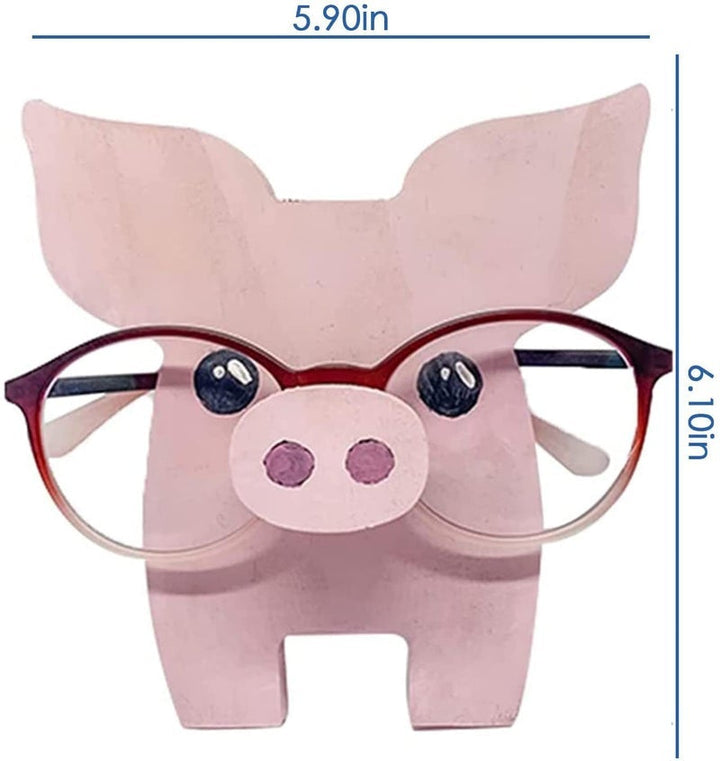 "Unikt trä glasögonställ med djurdesign som corgi och katt, perfekt för hemmet. Dekorativ och funktionell inredningsdetalj."