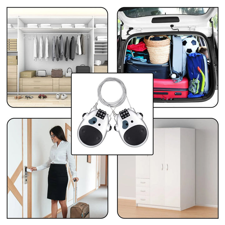 "Unisex anti-stöld teleskopiskt lås i silver, kompakt och robust för att säkra cyklar, bagage och dörrar."