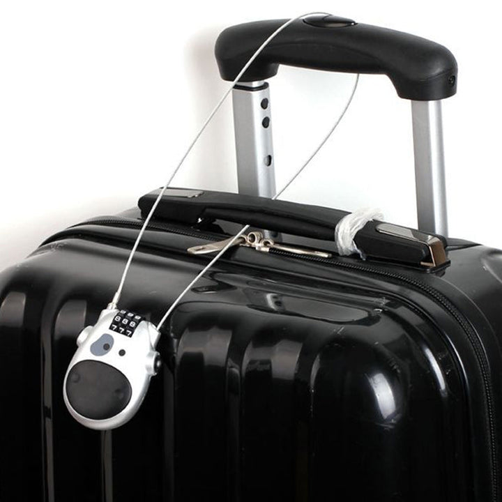 "Unisex anti-stöld teleskopiskt lås i silver, kompakt och robust för att säkra cyklar, bagage och dörrar."