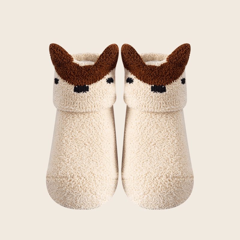 "Unisex baby anti-halk golvstrumpor med färgglada djurmotiv, perfekt för lek på trägolv och släta ytor."