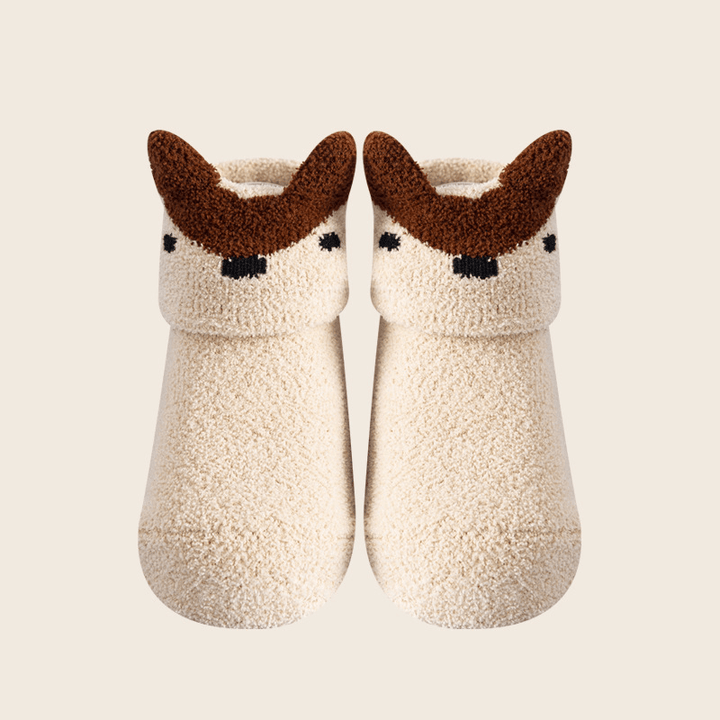 "Unisex baby anti-halk golvstrumpor med färgglada djurmotiv, perfekt för lek på trägolv och släta ytor."