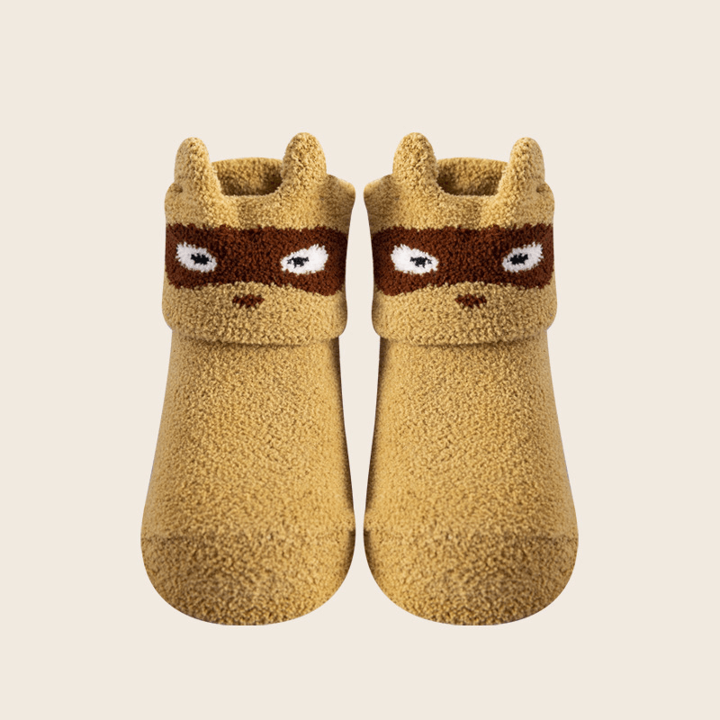 "Unisex baby anti-halk golvstrumpor med färgglada djurmotiv, perfekt för lek på trägolv och släta ytor."