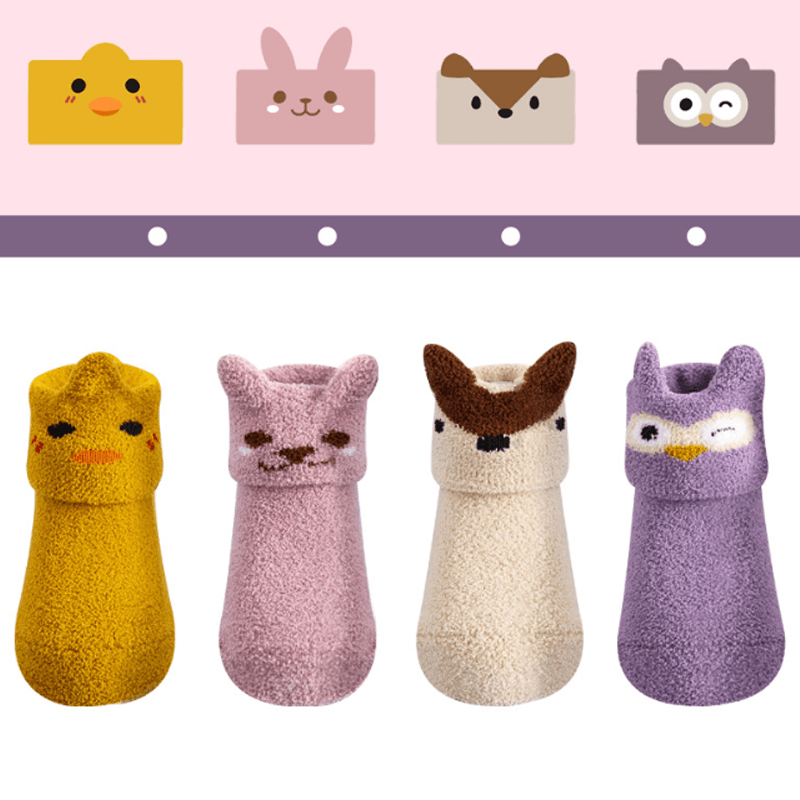 "Unisex baby anti-halk golvstrumpor med färgglada djurmotiv, perfekt för lek på trägolv och släta ytor."