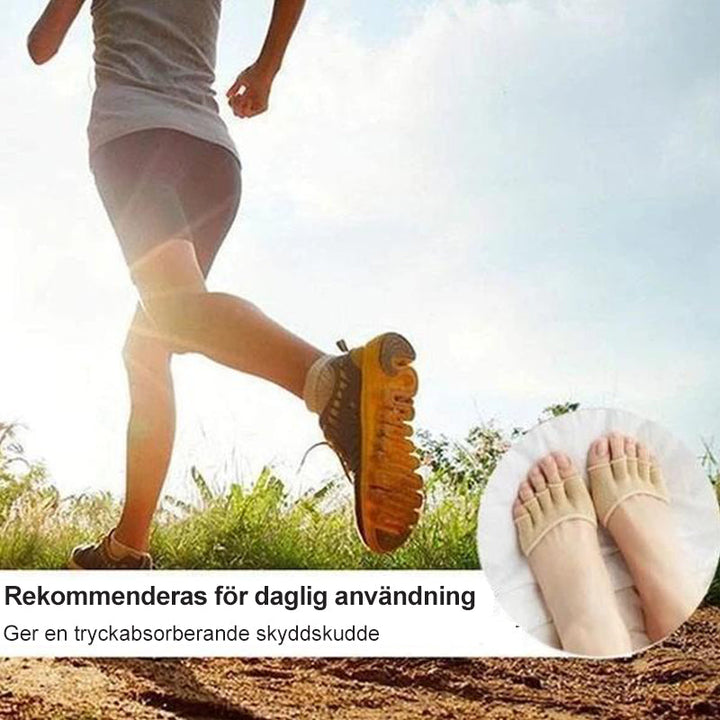 "Unisex gel halkfri tåstrumpa i svart och beige, mjukt silikon gel och bomullsmaterial för optimalt stöd och komfort."