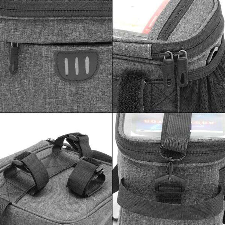 Unisex grå cykelväska med reflexremmar, rymlig design för nödvändigheter, lätt montering, stilren och säker.