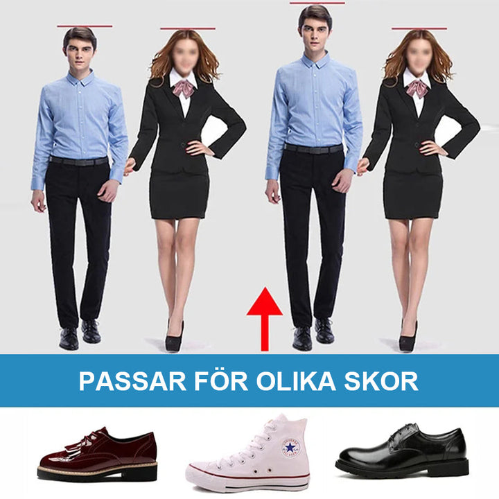 Unisex höjande innersula med luftkudde, diskret design, justerbar höjd 3-7,5 cm, bekväm, passar de flesta skomodeller.