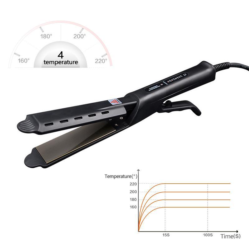 "Unisex keramisk turmalin plattång med ionisk teknik, ergonomisk design, för silkeslent och glansigt hår."