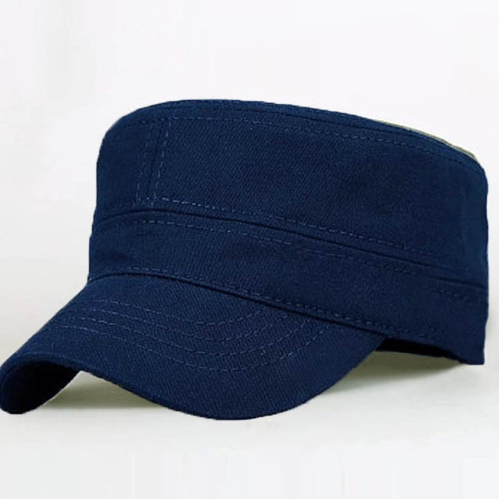 "Unisex luftig bomull armékeps med brett solskydd och justerbart metallspänne för andningsbar komfort i klassisk stil."