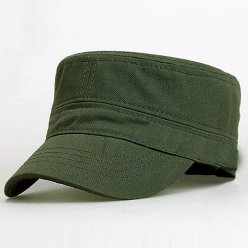 "Unisex luftig bomull armékeps med brett solskydd och justerbart metallspänne för andningsbar komfort i klassisk stil."