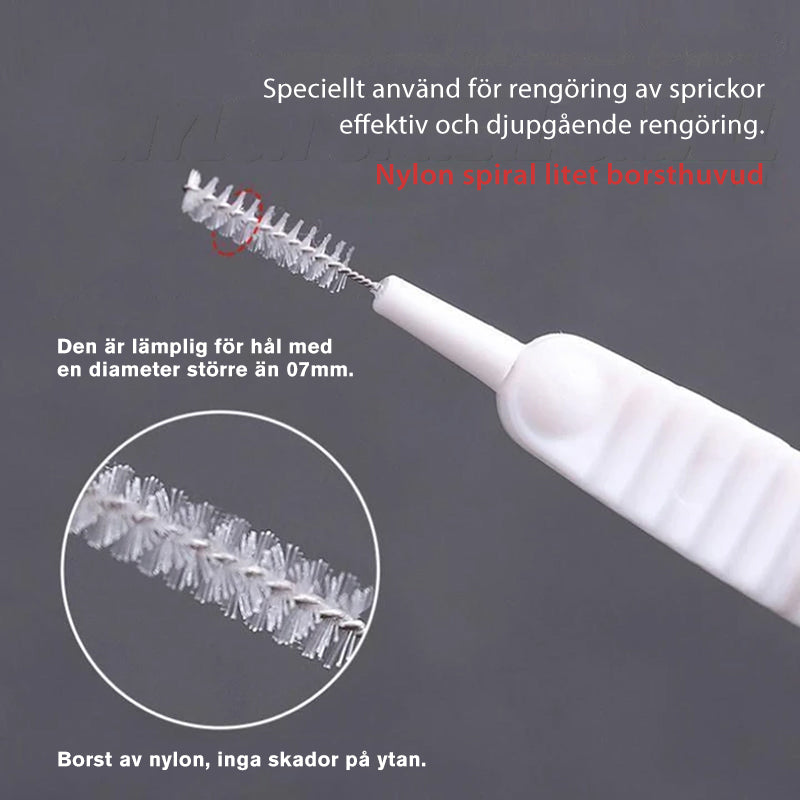 "Unisex mini rengöringsborste med flexibla nylonborst, slitstark för effektiv rengöring av svåråtkomliga områden, kompakt sto