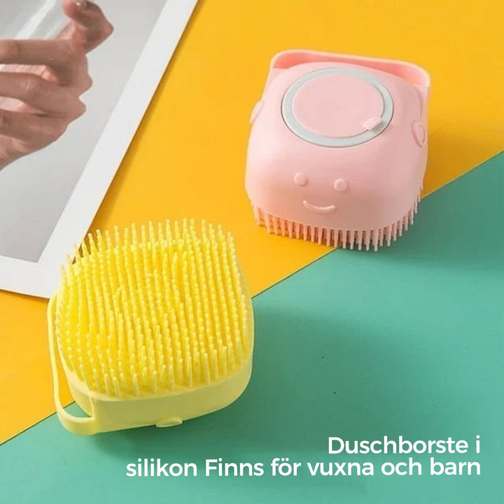 Unisex mjuk silikon badmassageborste i flera färger, ergonomisk design, perfekt för daglig vård och rengöring.