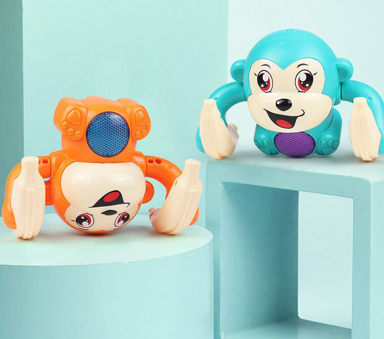 Unisex babyleksak med apa-tema, stimulerar syn och hörsel med sina ljus och melodier.