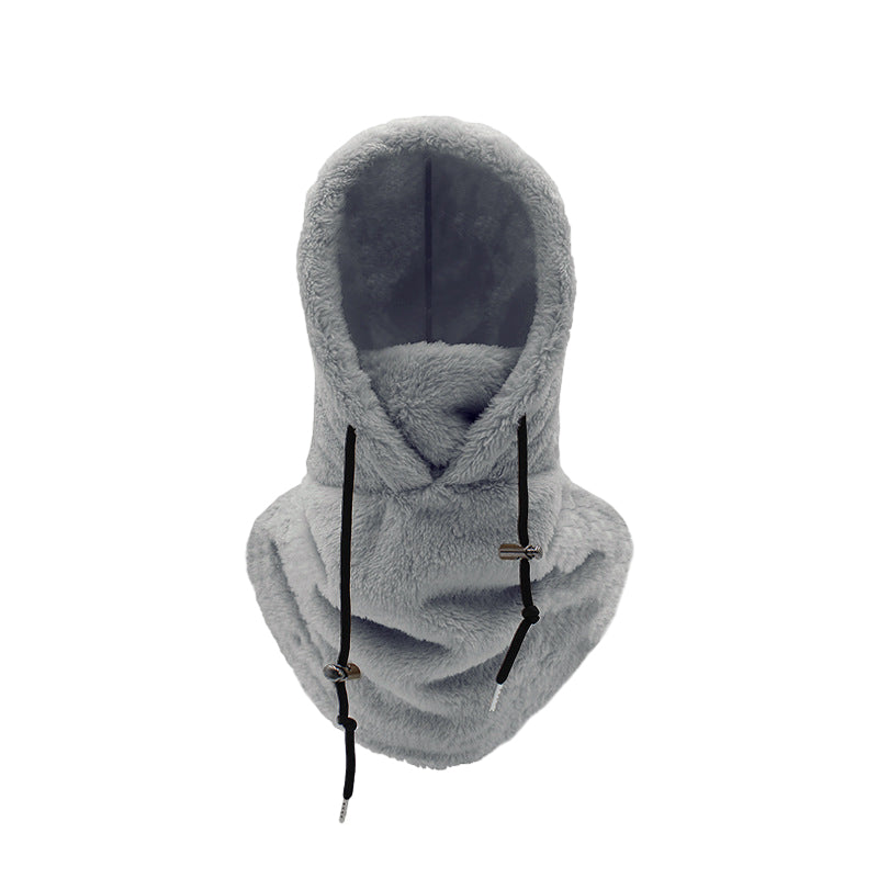 "Unisex Sherpa Balaclava i beige fleece, justerbar design, multifunktionell för både män och kvinnor, perfekt för kallt väder