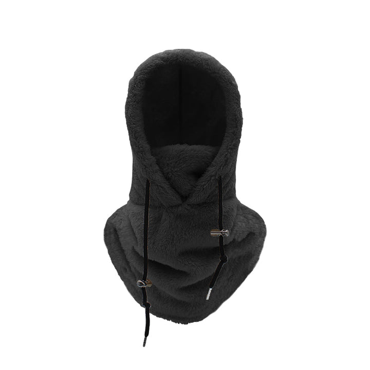 "Unisex Sherpa Balaclava i beige fleece, justerbar design, multifunktionell för både män och kvinnor, perfekt för kallt väder