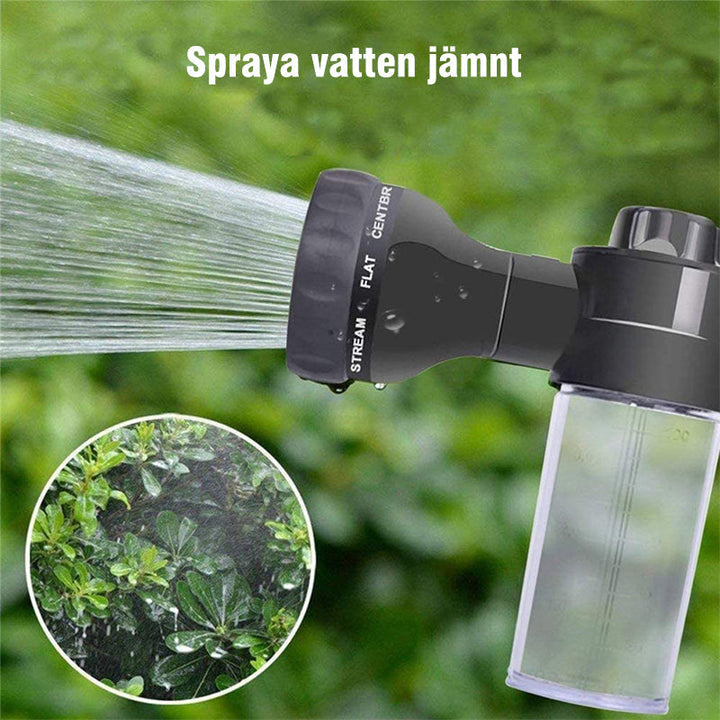 Unisex skumspruta med justerbar spraystråle för enkel rengöring av bilar och motorcyklar, ergonomisk och kompakt design.
