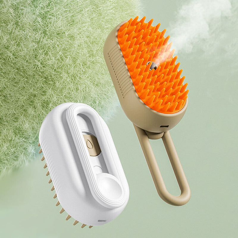 "Unisex spray-massagekam för husdjur, USB-laddning, med rundade tänder och roterbart handtag, i grön färg."