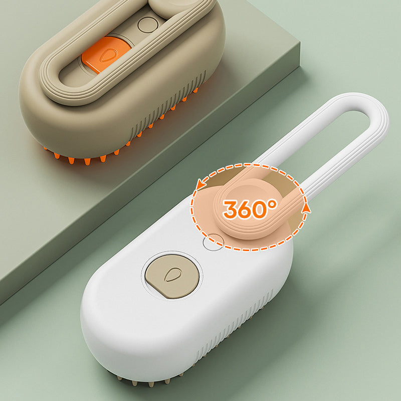 "Unisex spray-massagekam för husdjur, USB-laddning, med rundade tänder och roterbart handtag, i grön färg."