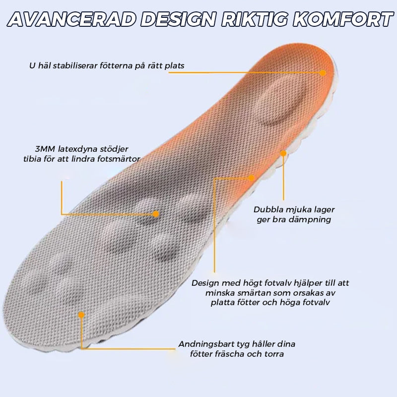"Unisex U-formade andningsbara innersulor, orange och grå, perfekt för sport med bågestöd och stötdämpning."
