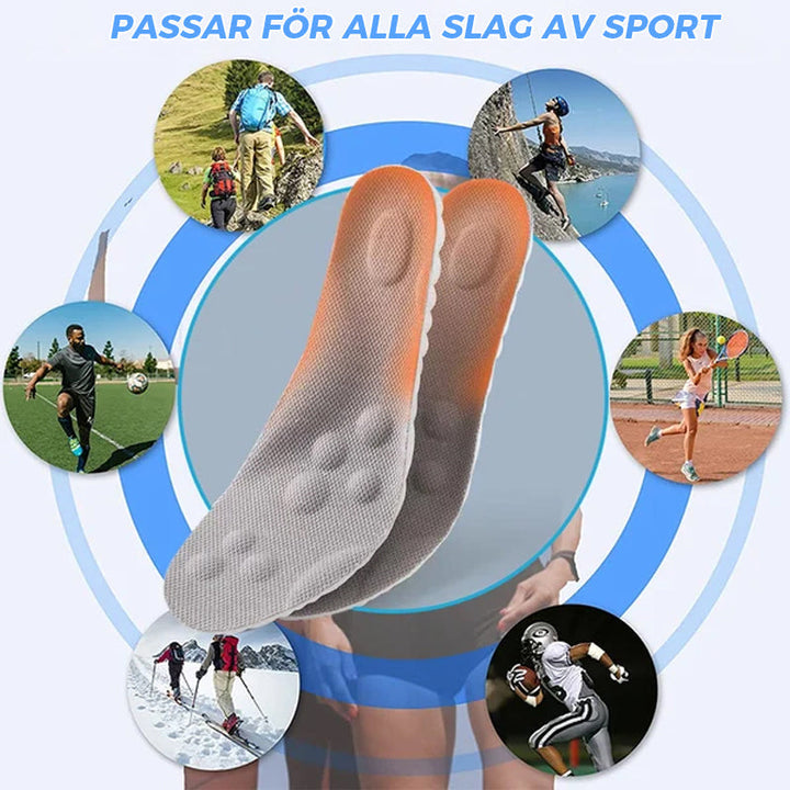 "Unisex U-formade andningsbara innersulor, orange och grå, perfekt för sport med bågestöd och stötdämpning."