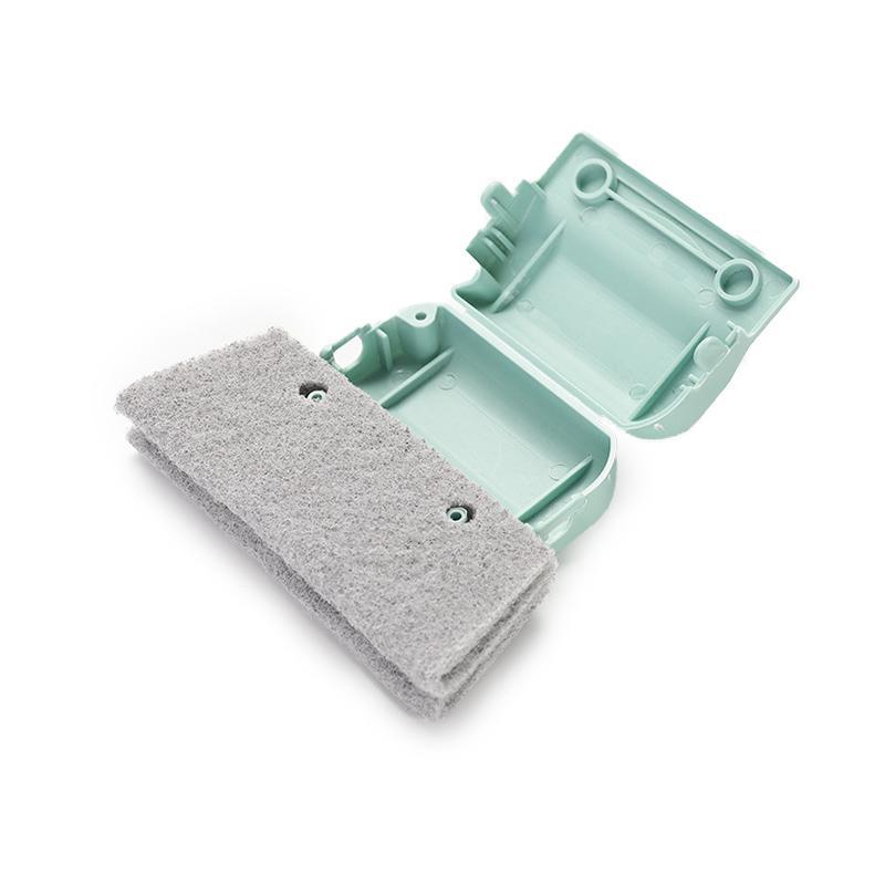 "Universal små rengöringsborstar för fönstersprickor och dörrskenor, grå, grön, beige, 14x8,5 cm, ergonomiskt ABS-handtag."