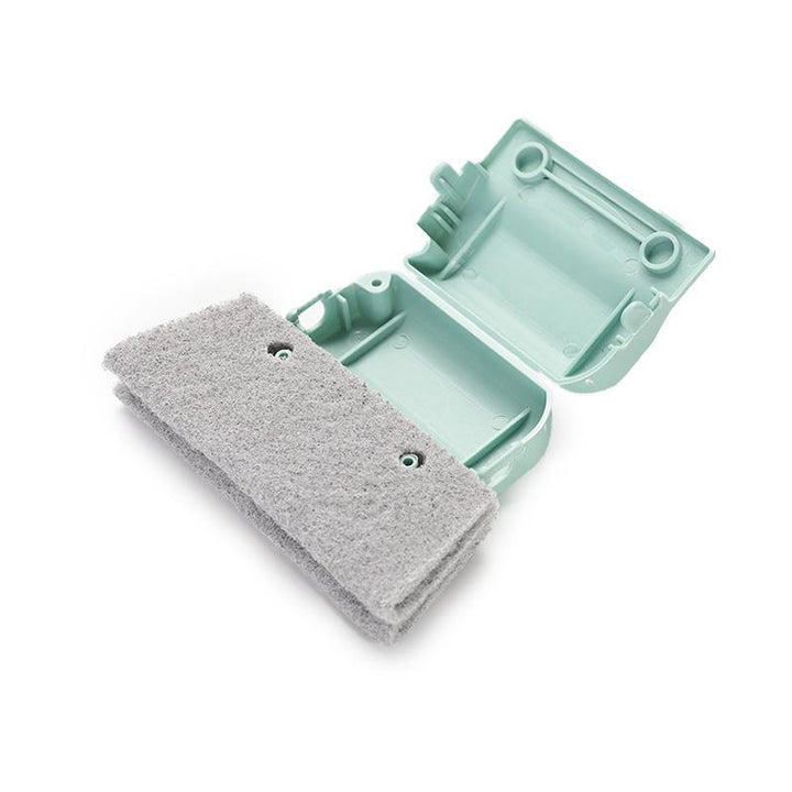 "Universal små rengöringsborstar för fönstersprickor och dörrskenor, grå, grön, beige, 14x8,5 cm, ergonomiskt ABS-handtag."