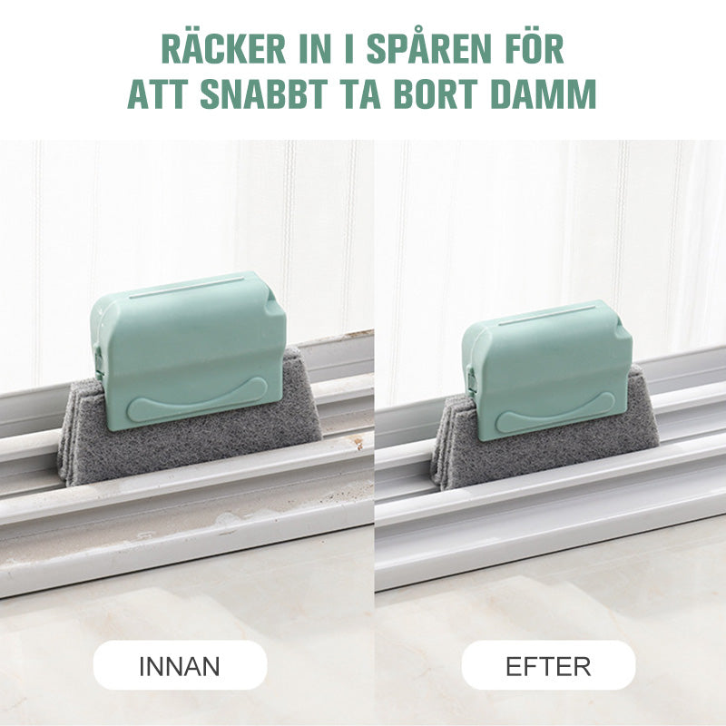 "Universal små rengöringsborstar för fönstersprickor och dörrskenor, grå, grön, beige, 14x8,5 cm, ergonomiskt ABS-handtag."
