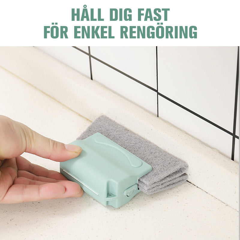 "Universal små rengöringsborstar för fönstersprickor och dörrskenor, grå, grön, beige, 14x8,5 cm, ergonomiskt ABS-handtag."