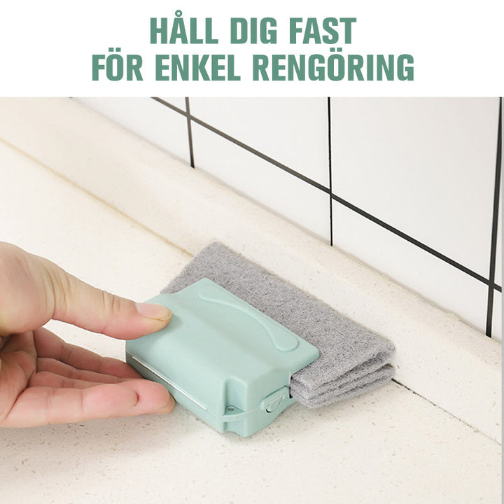 "Universal små rengöringsborstar för fönstersprickor och dörrskenor, grå, grön, beige, 14x8,5 cm, ergonomiskt ABS-handtag."