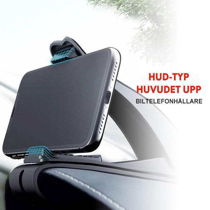 "Universell bilhållare för instrumentbräda, anpassningsbar klämma för smartphone, säker och stabil montering under körning."