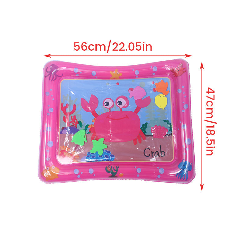 Uppblåsbar vattenmatta för spädbarn, färgglad design, PVC-material, stimulerar sensorisk och motorisk utveckling.