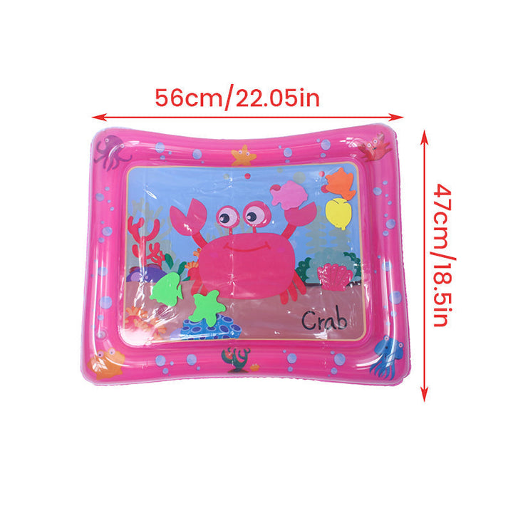 Uppblåsbar vattenmatta för spädbarn, färgglad design, PVC-material, stimulerar sensorisk och motorisk utveckling.