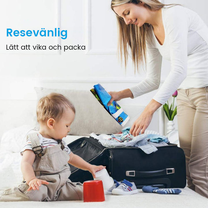 Uppblåsbar vattenmatta för spädbarn, färgglad design, PVC-material, stimulerar sensorisk och motorisk utveckling.