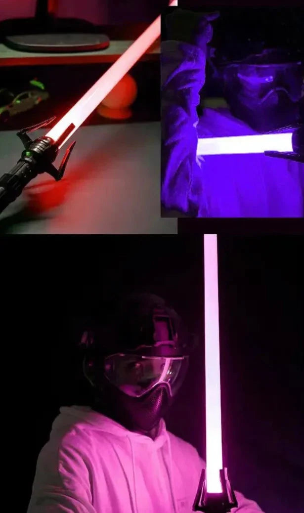 Uppfällbart ljussabel-svärd med realistiska ljuseffekter för cosplay, perfekt för Jedi och Sith fans.
