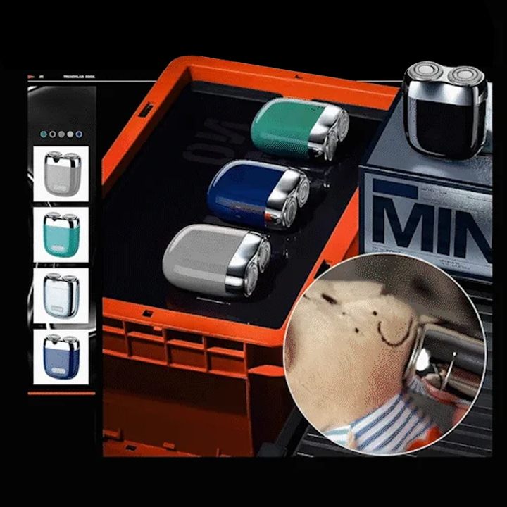 "Uppladdningsbar elrakapparat för män, kompakt och elegant, idealisk för resor och lätt att rengöra, med vattentålig yta."