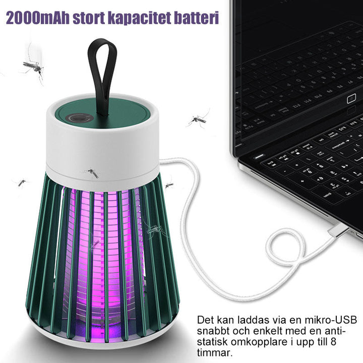 "USB laddningsbar mygg- och flugfångarlampa i grön/grå färg med handtag, purpur ljusvågor, portabel för insektsfri sommar."