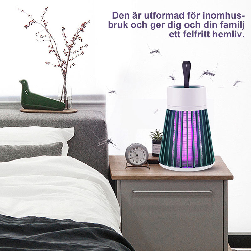 "USB laddningsbar mygg- och flugfångarlampa i grön/grå färg med handtag, purpur ljusvågor, portabel för insektsfri sommar."