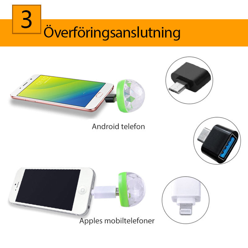 "USB Mini Svamplampa med LED-färger, svampformad, kompakt design, skapar färgglad atmosfär, ansluts via USB."