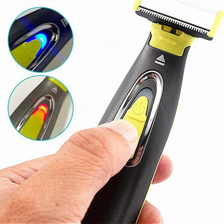 "USB-uppladdningsbar bärbar rakapparat med T-formade blad för ansikte och kropp, kompakt och resvänlig design"
