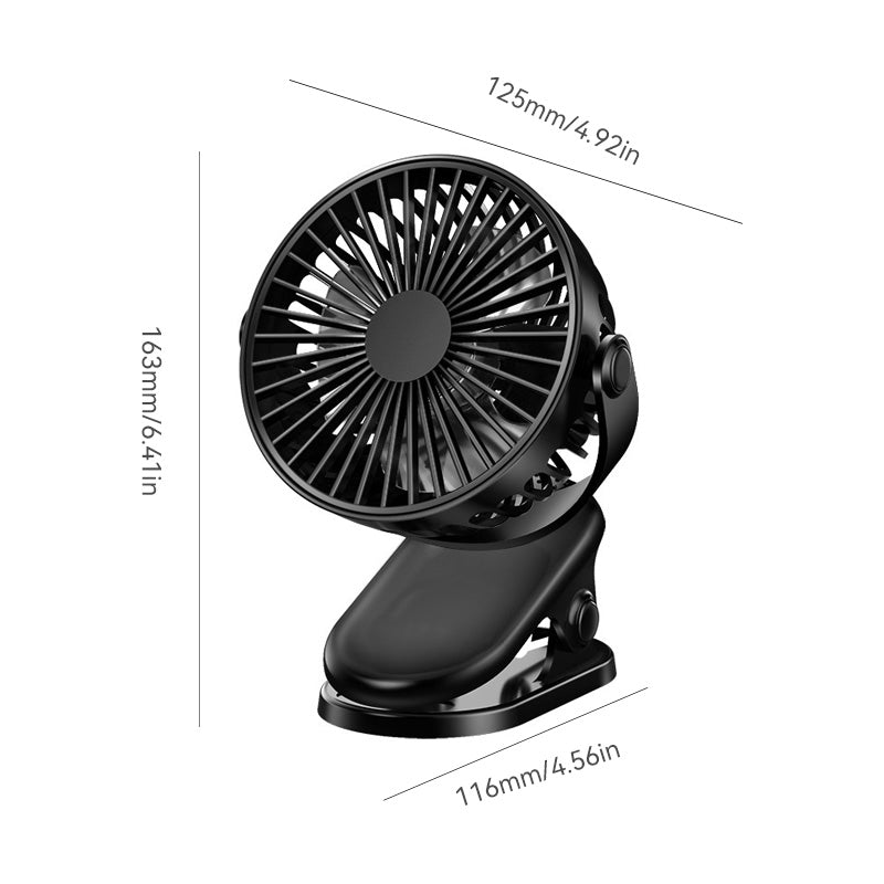"USB uppladdningsbar mini fläkt med klämma, kompakt design, flera färger, justerbara hastigheter för svalka varma dagar."