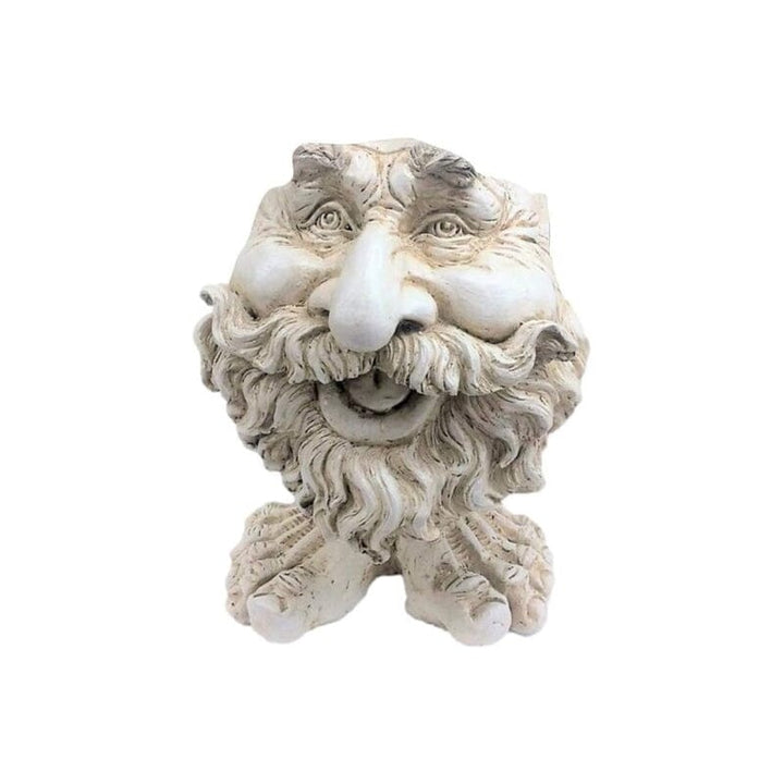 "Uttrycksfull ansiktskruka i harts med handmålad finish, idealisk för unik trädgårdsdekoration och dekoration inomhus."