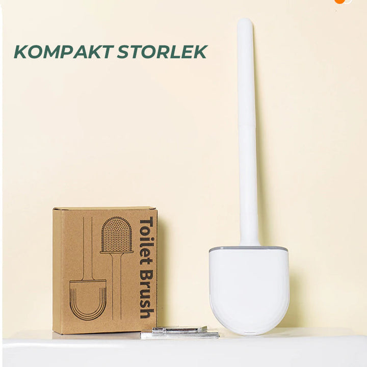 "Väggmonterad toalettborste med vit, TPR-borsthuvud. Elegant design för modern badrumsinredning. Effektiv rengöring."