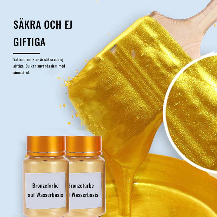 "Vattenbaserad bronsfärg, 100 ml flaska, metallisk nyans för konst och hantverk, säker och giftfri för flera ytor."