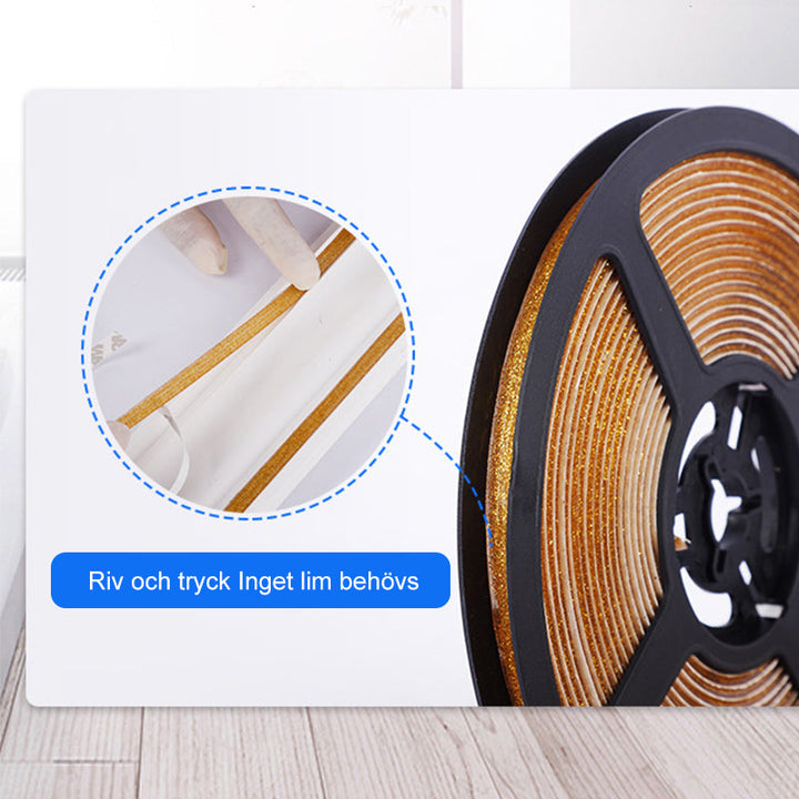 "Vattenbeständig dekorativ Gapi-tejp i silver, självlysande och mögelresistent för kakel, enkel applicering på keramik och gl