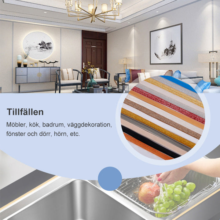 "Vattenbeständig dekorativ Gapi-tejp i silver, självlysande och mögelresistent för kakel, enkel applicering på keramik och gl