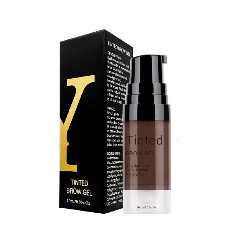"Vattenfast ögonbrynsgel i elegant förpackning, långvarig form och semi-permanent färg, finns i flera nyanser."