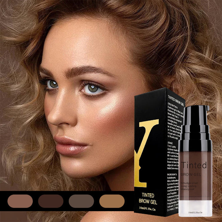 "Vattenfast ögonbrynsgel i elegant förpackning, långvarig form och semi-permanent färg, finns i flera nyanser."