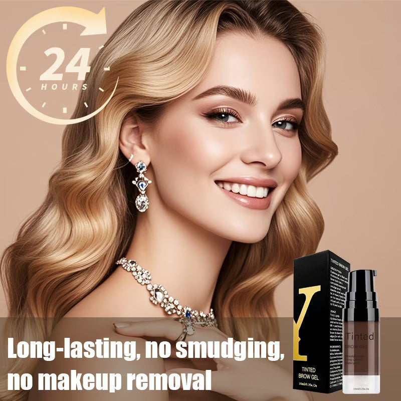 "Vattenfast ögonbrynsgel i elegant förpackning, långvarig form och semi-permanent färg, finns i flera nyanser."